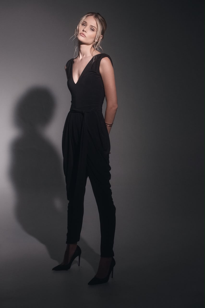 Draped Wrap Tie Jumpsuit