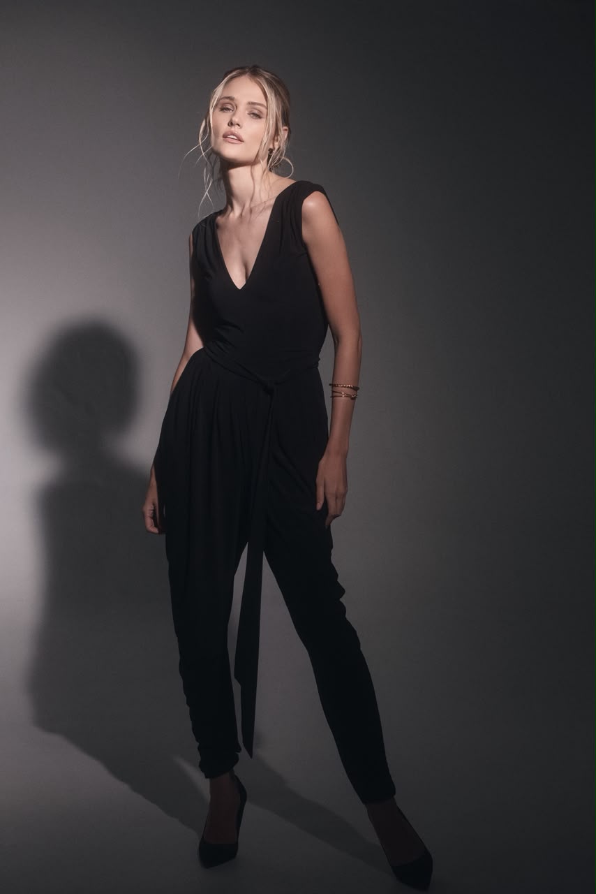 Draped Wrap Tie Jumpsuit