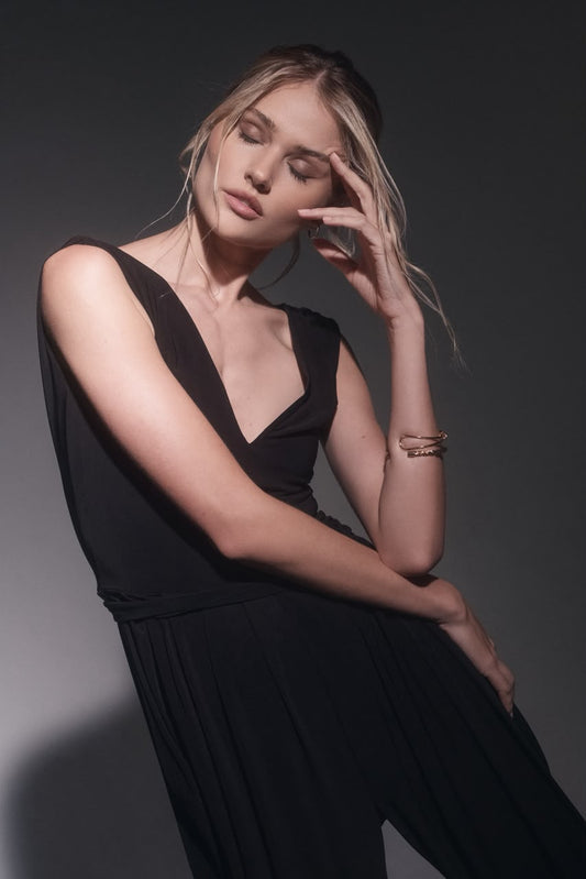 Draped Wrap Tie Jumpsuit